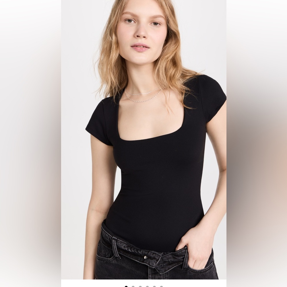 Free People Intimately Square Thong Bodysuit Black